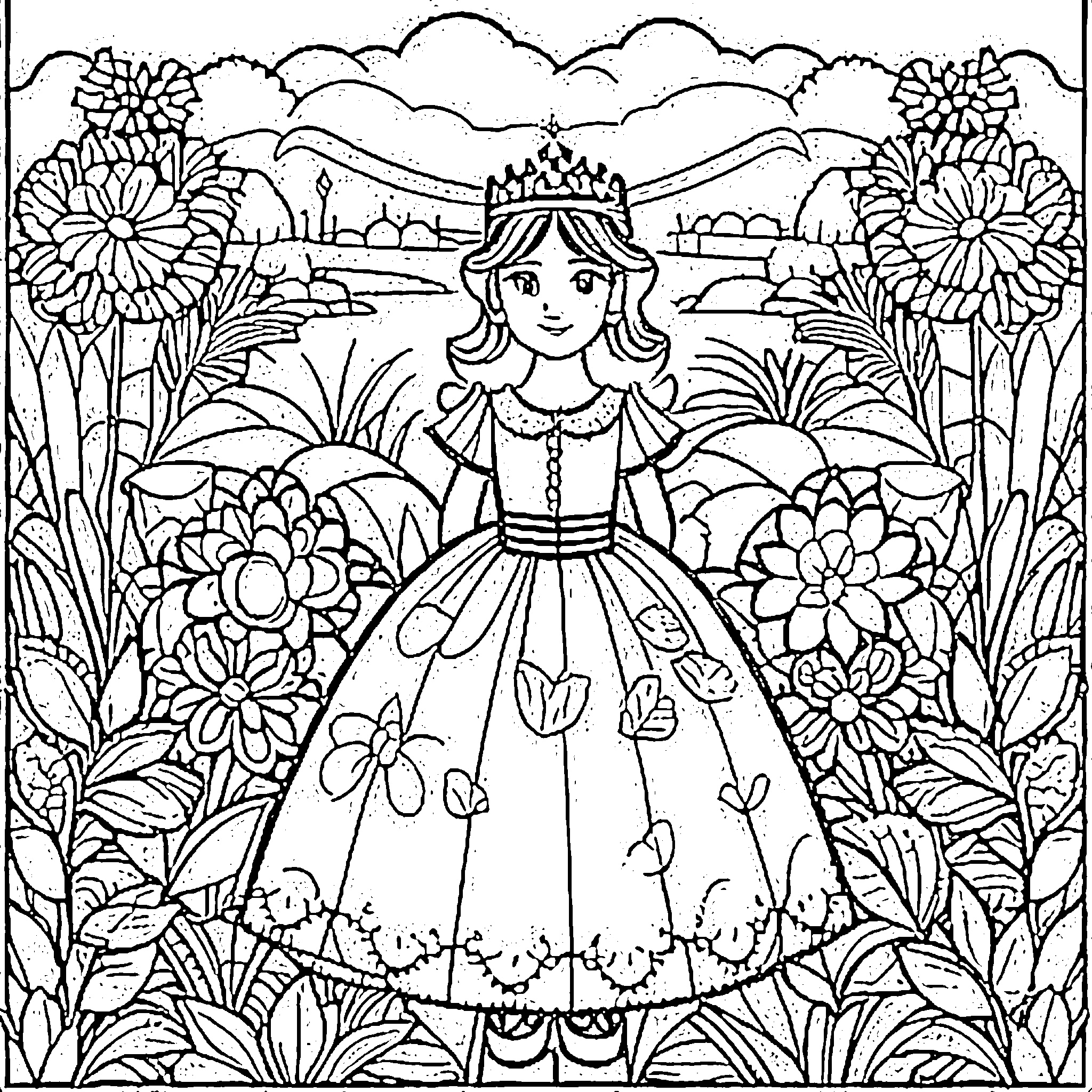 gambar princess di taman bunga